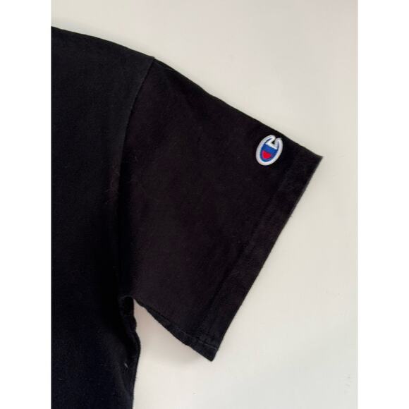 Champion Women’s Black Logo Cropped Crop T-Shirt Tee Top Size XS 100% Cotton - Picture 3 of 9